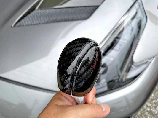 Nissan 370Z Sport Touring Base Fairlady Z Z34 Pre-Facelift 2009 2010 2011 & 370Z Sport Touring Base Fairlady Z Z34 Facelift 2012 2013 2014 2015 2016 2017 2018 2019 2020 & Nismo V1 2009 2010 2011 & Nismo V2 2012 2013 2014 2015 2016 2017 2018 2019 2020 with Aftermarket Parts - Automatic Shift Knob Covers Pre-preg Carbon Fiber from EPR USA
