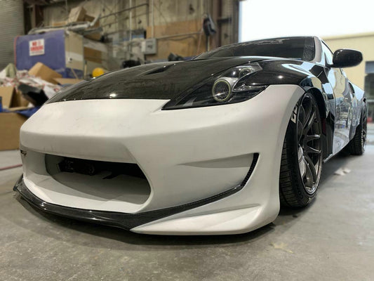 Nissan 370Z Sport Touring Base Fairlady Z Z34 Pre-Facelift 2009 2010 2011 & 370Z Sport Touring Base Fairlady Z Z34 Facelift 2012 2013 2014 2015 2016 2017 2018 2019 2020 & Nismo V1 2009 2010 2011 & Nismo V2 2012 2013 2014 2015 2016 2017 2018 2019 2020 with Aftermarket Parts - AM STYLE Front Bumper Carbon Fiber / FRP from EPR USA