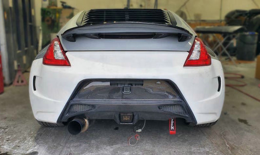 Nissan 370Z Sport Touring Base Fairlady Z Z34 Pre-Facelift 2009 2010 2011 & 370Z Sport Touring Base Fairlady Z Z34 Facelift 2012 2013 2014 2015 2016 2017 2018 2019 2020 & Nismo V1 2009 2010 2011 & Nismo V2 2012 2013 2014 2015 2016 2017 2018 2019 2020 with Aftermarket Parts - AM STYLE Rear Bumper Carbon Fiber / FRP from EPR USA