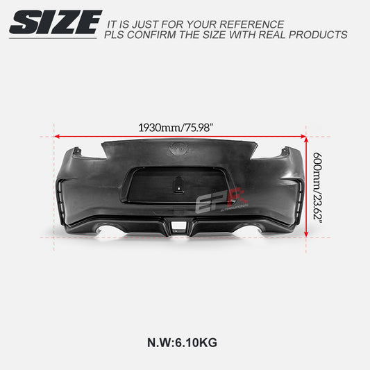 Nissan 370Z Sport Touring Base Fairlady Z Z34 Pre-Facelift 2009 2010 2011 & 370Z Sport Touring Base Fairlady Z Z34 Facelift 2012 Nissan 370Z Sport Touring Base Fairlady Z Z34 Pre-Facelift 2009 2010 2011 & 370Z Sport Touring Base Fairlady Z Z34 Facelift 2012 2013 2014 2015 2016 2017 2018 2019 2020 & Nismo V1 2009 2010 2011 & Nismo V2 2012 2013 2014 2015 2016 2017 2018 2019 2020 with Aftermarket Parts - Nismo Conversion Style Rear Bumper PP Polypropylene from EP Racing