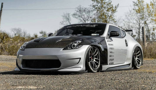 Nissan 370Z Sport Touring Base Fairlady Z Z34 Pre-Facelift 2009 2010 2011 & 370Z Sport Touring Base Fairlady Z Z34 Facelift 2012 2013 2014 2015 2016 2017 2018 2019 2020 & Nismo V1 2009 2010 2011 & Nismo V2 2012 2013 2014 2015 2016 2017 2018 2019 2020 with Aftermarket Parts - AM Style Side Skirts Carbon Fiber / FRP from EPR USA