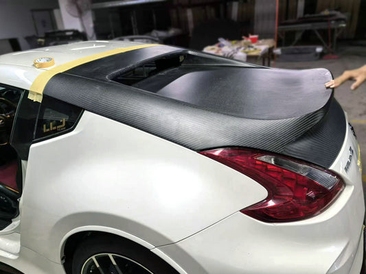 Nissan 370Z Sport Touring Base Fairlady Z Z34 Pre-Facelift 2009 2010 2011 & 370Z Sport Touring Base Fairlady Z Z34 Facelift 2012 2013 2014 2015 2016 2017 2018 2019 2020 & Nismo V1 2009 2010 2011 & Nismo V2 2012 2013 2014 2015 2016 2017 2018 2019 2020 with Aftermarket Parts - V Type Trunk Carbon Fiber from EPR USA