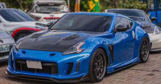 Nissan 370Z Sport Touring Base Fairlady Z Z34 Pre-Facelift 2009 2010 2011 & 370Z Sport Touring Base Fairlady Z Z34 Facelift 2012 2013 2014 2015 2016 2017 2018 2019 2020 & Nismo V1 2009 2010 2011 & Nismo V2 2012 2013 2014 2015 2016 2017 2018 2019 2020 with Aftermarket Parts - VRS Style Hood Carbon Fiber / FRP from EPR USA