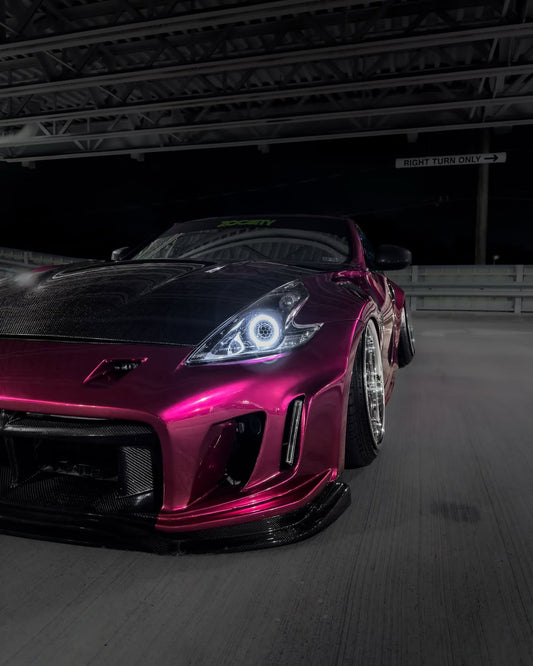 Nissan 370Z Sport Touring Base Fairlady Z Z34 Pre-Facelift 2009 2010 2011 & 370Z Sport Touring Base Fairlady Z Z34 Facelift 2012 2013 2014 2015 2016 2017 2018 2019 2020 & Nismo V1 2009 2010 2011 & Nismo V2 2012 2013 2014 2015 2016 2017 2018 2019 2020 with Aftermarket Parts - VRSA2 Style Front Bumper & Lip Carbon Fiber from EPR USA