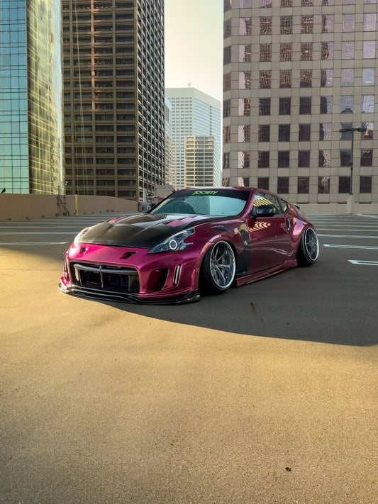 Nissan 370Z Sport Touring Base Fairlady Z Z34 Pre-Facelift 2009 2010 2011 & 370Z Sport Touring Base Fairlady Z Z34 Facelift 2012 2013 2014 2015 2016 2017 2018 2019 2020 & Nismo V1 2009 2010 2011 & Nismo V2 2012 2013 2014 2015 2016 2017 2018 2019 2020 with Aftermarket Parts - VRSA2 Style Front Bumper & Lip Carbon Fiber from EPR USA