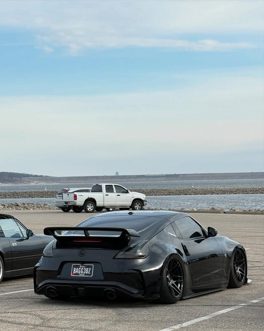 Nissan 370Z Sport Touring Base Fairlady Z Z34 Pre-Facelift & Facelift 2009 2010 2011 2012 2013 2014 2015 2016 2017 2018 2019 2020 & Nismo V1 2009 2010 2011 & Nismo V2 2012 2013 2014 2015 2016 2017 2018 2019 2020 with Aftermarket Parts - Nismo Conversion Style Rear Spoiler Carbon Fiber / FRP from EPR USA