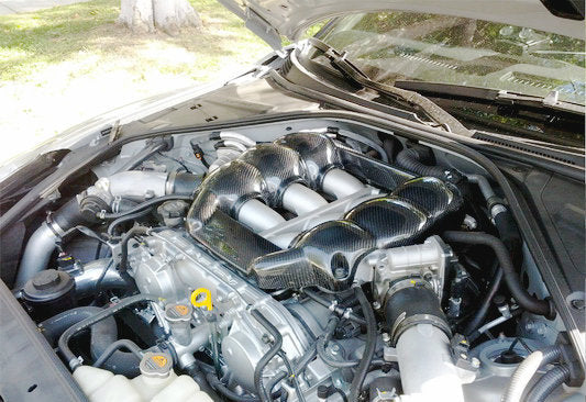 Nissan GTR R35 CBA DBA 2008 2009 2010 2011 2012 2013 2014 2015 2016 with Aftermarket Parts - MN Style Engine Cover Carbon Fiber / FRP from EPR USA