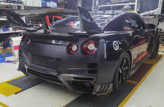 Nissan GTR R35 CBA DBA 2008 2009 2010 2011 2012 2013 2014 2015 2016 with Aftermarket Parts - TS Style Replacement Rear Under Bumper Carbon Fiber / FRP from EPR USA