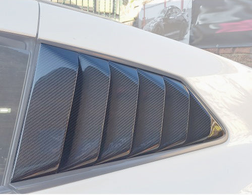 Nissan GTR R35 CBA DBA EBA 2008 2009 2010 2011 2012 2013 2014 2015 2016 2017 2018 2019 2020 2021 2022 2023 2024 with Aftermarket Parts - TS Style Rear Window Louver Carbon Fiber / FRP from EPR USA