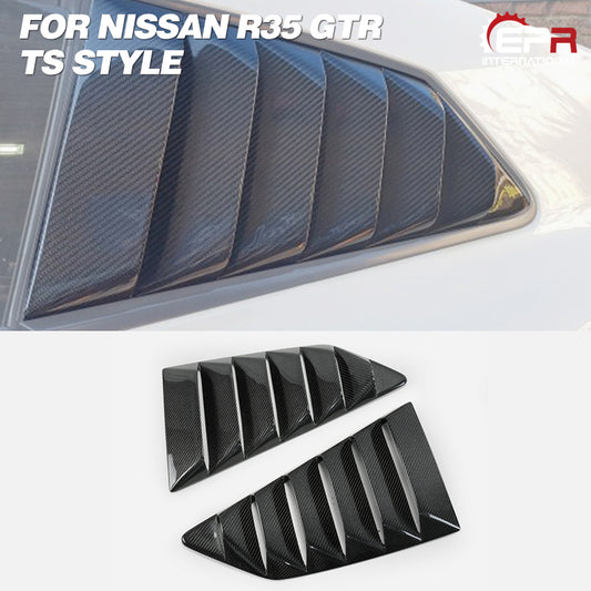 Nissan GTR R35 CBA DBA EBA 2008 2009 2010 2011 2012 2013 2014 2015 2016 2017 2018 2019 2020 2021 2022 2023 2024 with Aftermarket Parts - TS Style Rear Window Louver Carbon Fiber / FRP from EPR USA