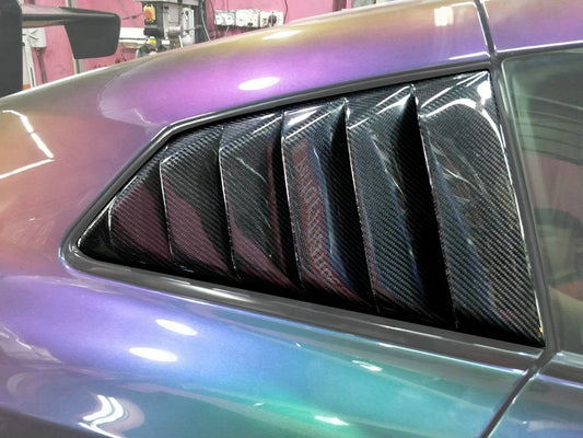 Nissan GTR R35 CBA DBA EBA 2008 2009 2010 2011 2012 2013 2014 2015 2016 2017 2018 2019 2020 2021 2022 2023 2024 with Aftermarket Parts - TS Style Rear Window Louver Carbon Fiber / FRP from EPR USA
