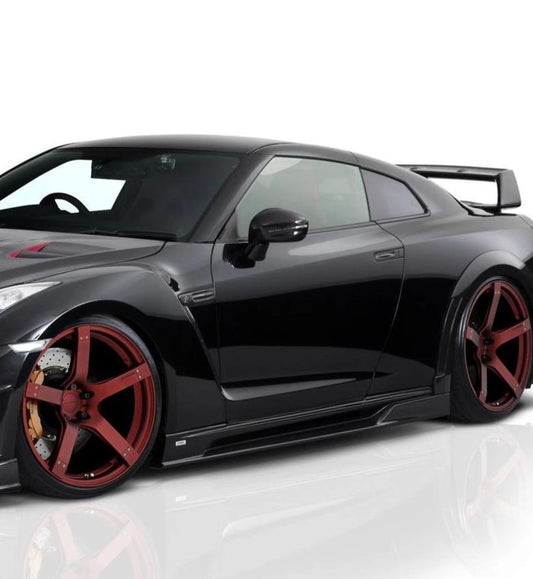 Nissan GTR R35 CBA DBA EBA 2008 2009 2010 2011 2012 2013 2014 2015 2016 2017 2018 2019 2020 2021 2022 2023 2024 with Aftermarket Parts - RO Style Replacement Side Skirts Carbon Fiber / FRP from EPR USA