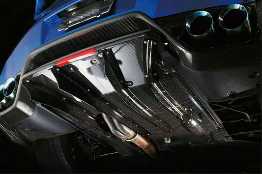 Nissan GTR R35 CBA DBA 2008 2009 2010 2011 2012 2013 2014 2015 2016 with Aftermarket Parts - TS Style Replacement & TS Style Rear Under Bumper & Fins Carbon Fiber / FRP from EPR USA