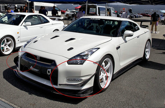 Nissan GTR R35 DBA 2012 2013 2014 2015 2016 with Aftermarket Parts - KS Style Front Bumper Canard Carbon Fiber / FRP from EPR USA