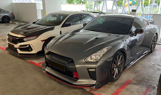 Nissan GTR R35 EBA 2017 2018 2019 2020 2021 2022 2023 with Aftermarket Parts - VRS Style Front Lip Carbon Fiber / FRP from EPR USA