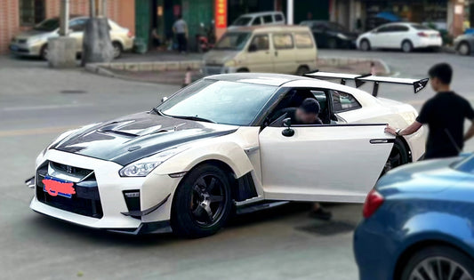 Nissan GTR R35 EBA 2017 2018 2019 2020 2021 2022 2023 2024 with Aftermarket Parts - AP Style Front Bumper Canard Carbon Fiber from EPR USA