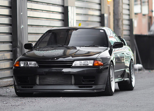 Nissan R32 Skyline GTR 1989 1990 1991 1992 1993 1994 with Aftermarket Parts - AB Flug Style Front Lip Carbon Fiber / FRP from EPR USA