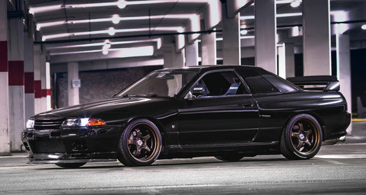 Nissan R32 Skyline GTR 1989 1990 1991 1992 1993 1994 with Aftermarket Parts - AB Flug Style Front Lip Carbon Fiber / FRP from EPR USA