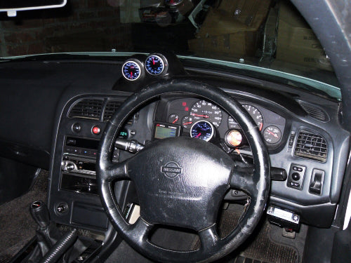 Nissan R33 Skyline GTR 1995 1996 1997 1998 & R33 Skyline GTST Series 1 1993 1994 1995 1996 & R33 Skyline GTST Series 2 1997 1998 & R33 Skyline 4 Door 1995 1996 1997 1998 with Aftermarket Parts - Dash Mount Double Gauge Pod Carbon Fiber / FRP from EPR USA
