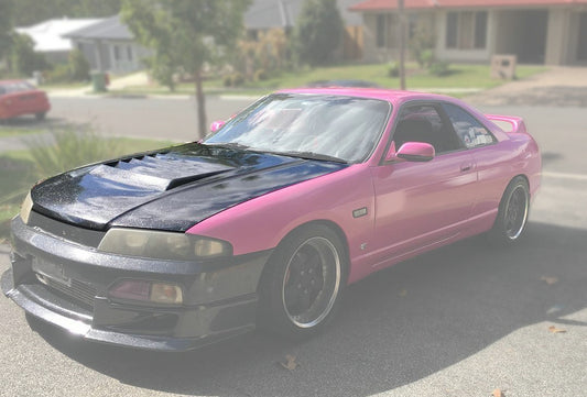 Nissan R33 Skyline GTST Series 1 1993 1994 1995 1996 with Aftermarket Parts - DMAX Style Hood Carbon Fiber / FRP from EPR USA