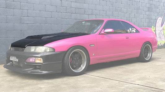 Nissan R33 Skyline GTST Series 1 1993 1994 1995 1996 with Aftermarket Parts - DMAX Style Hood Carbon Fiber / FRP from EPR USA