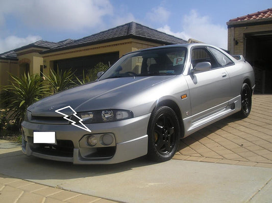 Nissan R33 Skyline GTST Series 2 1997 1998 with Aftermarket Parts - OE Style Front Bumper Fog Light Cover Carbon Fiber / FRP from EPR USA
