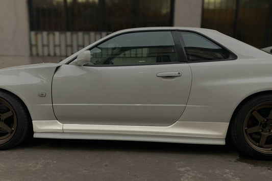 Nissan R34 ER34 GTT 1999 2000 2001 2002 2003 2004 with Aftermarket Parts - GTR Style Side Skirts & Extension Underboard Carbon Fiber/FRP from EPR USA
