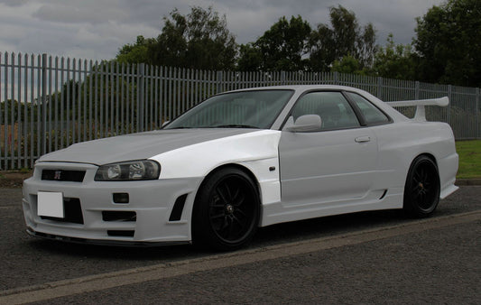Nissan R34 ER34 GTT HR34 GTT 1999 2000 2001 2002 2003 2004 with Aftermarket Parts - BV2 Style Front Vented Fender Carbon Fiber / FRP from EPR USA