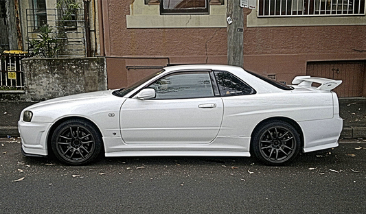 Nissan R34 ER34 GTT RB25 1999 2000 2001 2002 2003 2004 with Aftermarket Parts - ESB Style Side Skirts & Extension Underboard Carbon Fiber/FRP from EPR USA