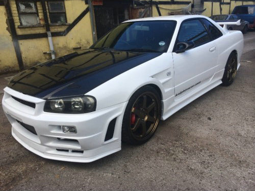 Nissan R34 ER34 GTT RB25 1999 2000 2001 2002 2003 2004 with Aftermarket Parts - ESB Style Side Skirts & Extension Underboard Carbon Fiber/FRP from EPR USA