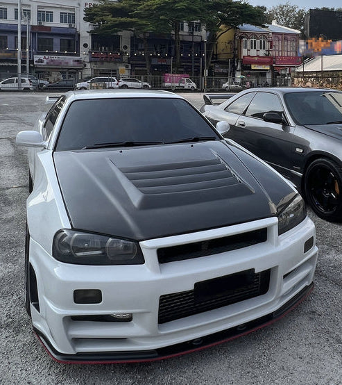Nissan R34 GTR Base 1999 2000 2001 2002 2003 2004 with Aftermarket Parts - Front Bumper Bottom Lip Carbon Fiber / FRP from EPR USA