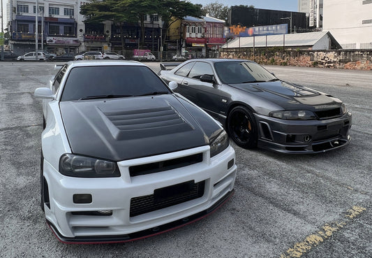 Nissan R34 GTR Base 1999 2000 2001 2002 2003 2004 with Aftermarket Parts - Front Bumper Bottom Lip Carbon Fiber / FRP from EPR USA
