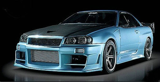 Nissan R34 GTR Base 1999 2000 2001 2002 2003 2004 with Aftermarket Parts - Front Bumper DL Style Carbon Fiber / FRP from EPR USA