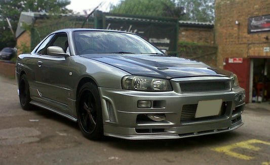 Nissan R34 GTR Base Nismo Z Tune S Tune R Tune V-Spec Tune Nur 1999 2000 2001 2002 2003 2004 with Aftermarket Parts - Nismo & 1:1 S Tune Style Front Bumper Lip & Bumper Carbon Fiber / FRP from EPR USA