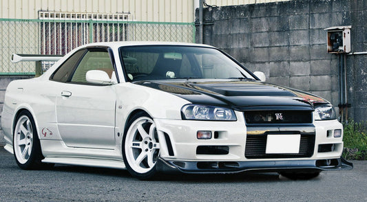 Nissan R34 GTR Base 1999 2000 2001 2002 2003 2004 with Aftermarket Parts - AS Style Front Lip with Undertray Carbon Fiber / FRP from EPR USA