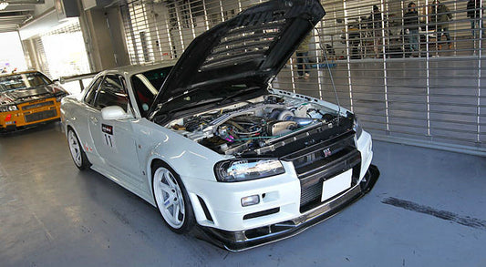 Nissan R34 GTR Base 1999 2000 2001 2002 2003 2004 with Aftermarket Parts - AS Style Front Lip with Undertray Carbon Fiber / FRP from EPR USA