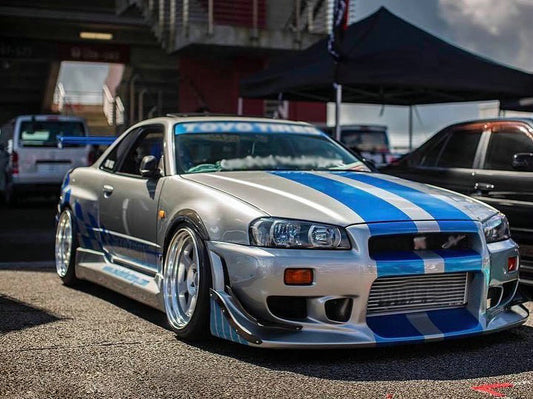 Nissan R34 GTR Base Nismo Z Tune S Tune R Tune V-Spec Tune Nur 1999 2000 2001 2002 2003 2004 with Aftermarket Parts - CW Style Front Bumper Carbon Fiber / FRP from EPR USA