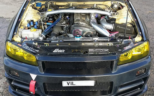 Nissan R34 GTR Base Nismo Z Tune S Tune R Tune V-Spec Tune Nur 1999 2000 2001 2002 2003 2004 with Aftermarket Parts - Garage D Style Cooling Panel Carbon Fiber / FRP from EPR USA