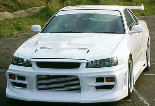 Nissan R34 GTR Base Nismo Z Tune S Tune R Tune V-Spec Tune Nur 1999 2000 2001 2002 2003 2004 with Aftermarket Parts - DL Style Front Bumper Carbon Fiber / FRP from EPR USA