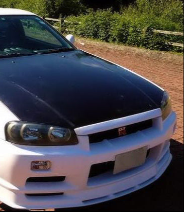 Nissan R34 GTT 1999 2000 2001 2002 2003 2004 with Aftermarket Parts - URS Style Bonnet Lip Carbon Fiber / FRP from EPR USA