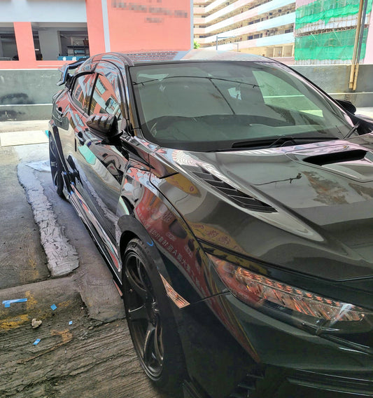 Honda Civic Type-R FK8 2017 2018 2019 2020 2021 & Civic 10th Gen FK7 2017 2018 2019 2020 2021 with Aftermarket Parts - VRSW Style Hood Side Duct Carbon Fiber / FRP from EPR USA