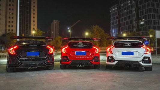 Honda Civic Type-R FK8 2017 2018 2019 2020 2021 & Civic 10th Gen FK7 2017 2018 2019 2020 2021 with Aftermarket Parts - JS Style Rear GT Spoiler Carbon Fiber / FRP from EPR USA