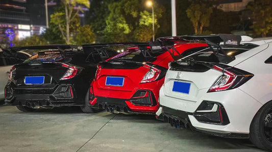 Honda Civic Type-R FK8 2017 2018 2019 2020 2021 & Civic 10th Gen FK7 2017 2018 2019 2020 2021 with Aftermarket Parts - JS Style Rear GT Spoiler Carbon Fiber / FRP from EPR USA