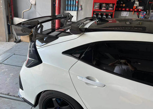 Honda Civic Type-R FK8 2017 2018 2019 2020 2021 & Civic 10th Gen FK7 2017 2018 2019 2020 2021 with Aftermarket Parts - SPN Style Rear GT Spoiler Carbon Fiber / FRP from EPR USA