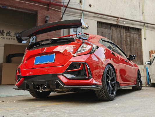 Honda Civic Type-R FK8 2017 2018 2019 2020 2021 & Civic 10th Gen FK7 2017 2018 2019 2020 2021 with Aftermarket Parts - SPN Style Rear GT Spoiler Carbon Fiber / FRP from EPR USA