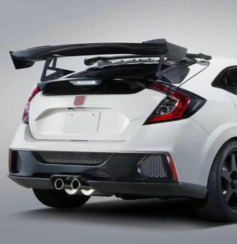 Honda Civic Type-R FK8 2017 2018 2019 2020 2021 & Civic 10th Gen FK7 2017 2018 2019 2020 2021 with Aftermarket Parts - SPN Style Rear GT Spoiler Carbon Fiber / FRP from EPR USA