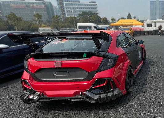 Honda Civic Type-R FK8 2017 2018 2019 2020 2021 & Civic 10th Gen FK7 2017 2018 2019 2020 2021 with Aftermarket Parts - VRSAR2 Style Rear GT Spoiler Carbon Fiber / FRP from EPR USA