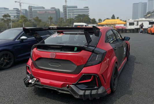 Honda Civic Type-R FK8 2017 2018 2019 2020 2021 & Civic 10th Gen FK7 2017 2018 2019 2020 2021 with Aftermarket Parts - VRSAR2 Style Rear GT Spoiler Carbon Fiber / FRP from EPR USA