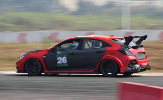 Honda Civic Type-R FK8 2017 2018 2019 2020 2021 & Civic 10th Gen FK7 2017 2018 2019 2020 2021 with Aftermarket Parts - VRSAR2 Style Rear GT Spoiler Carbon Fiber / FRP from EPR USA