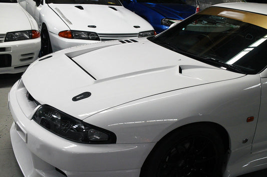 Nissan R33 Skyline GTR 1995 1996 1997 1998 with Aftermarket Parts - TS Style Hood Carbon Fiber / FRP from EPR USA